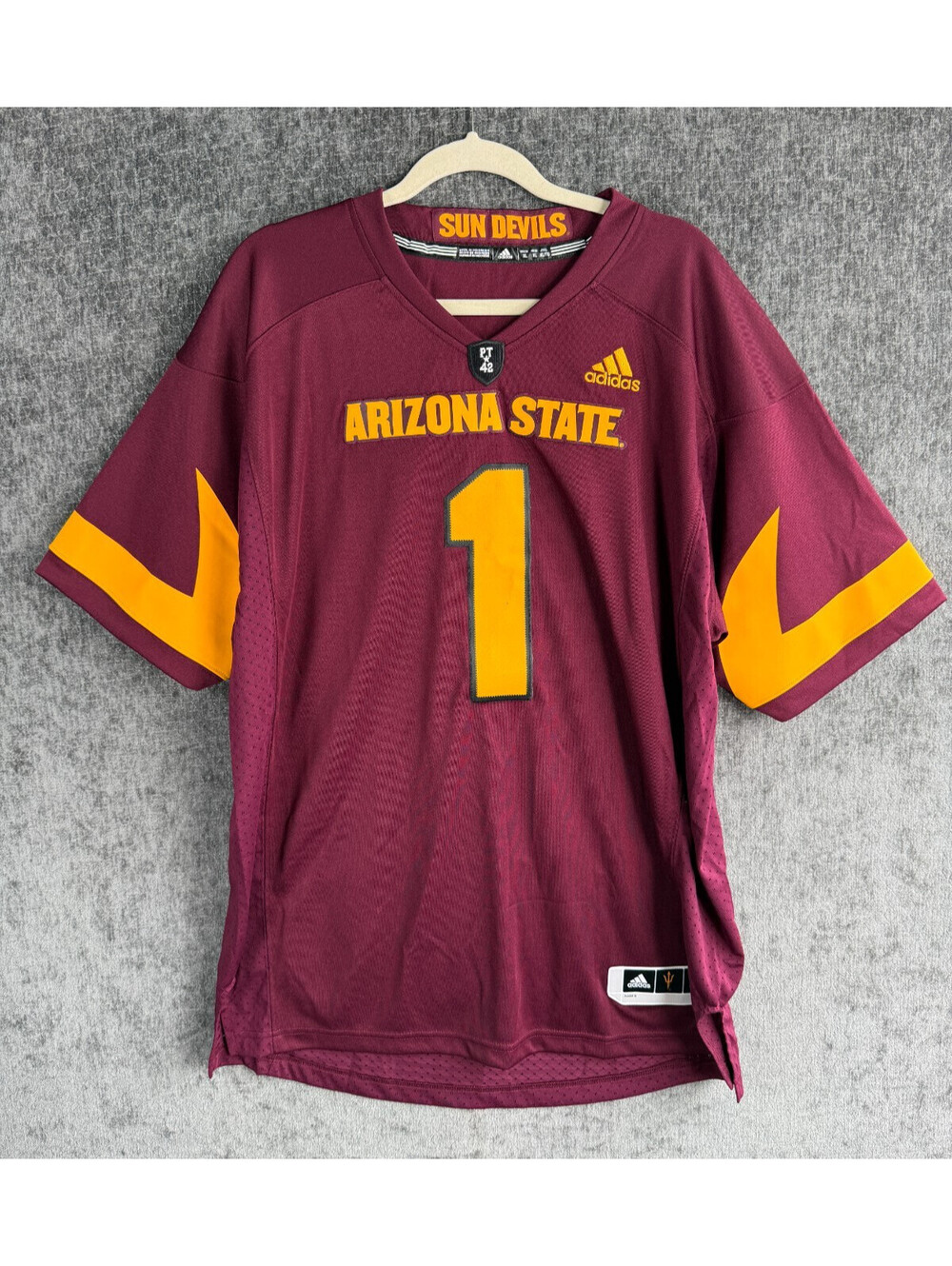 Adidas Arizona State Sun Devils #1 Jersey Mens XL Maroon Pat Tillman Patch
